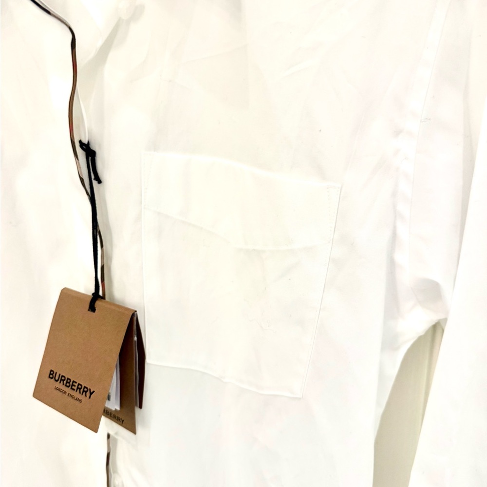 BURBERRY Optic White Cotton Shirt – NWT | Classic Luxury Staple - Picture 6 of 12